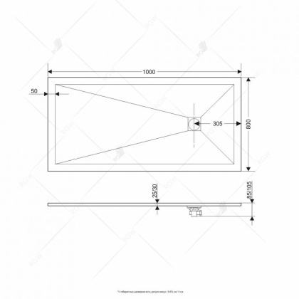 Душевой поддон прямоугольный RGW ST-W Белый (Комплект)  800x1000
