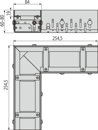 Дренажный угловой желоб 75 мм регулируемый, оцинкованная сталь