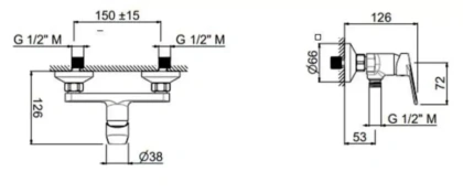 Смеситель для душа NOTA  настенный, без лейки, хром
