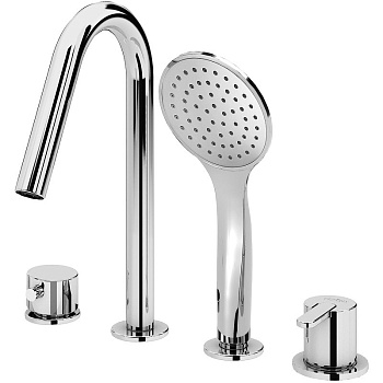 LEAF-BVDM4-01 Смеситель на борт ванны врезной, на 4 отверстия, исполнение Хром