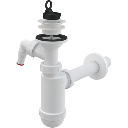 Сифон для умывальника DN32 со штуцером и пластмассовой peшeткой DN63