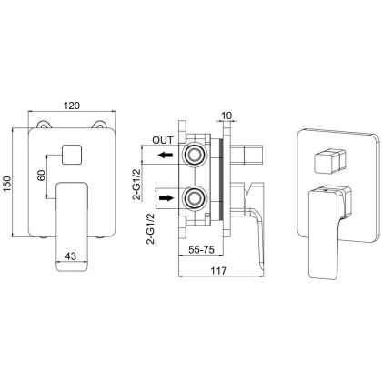 Смеситель для душа Allen Brau Infinity X2 5.21014-00 (с внутренней частью) хром