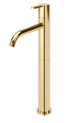 LEAF-LC2-L-PO Смеситель для накладной раковины однорычажный, с донным клапаном, исполнение Gold PVD