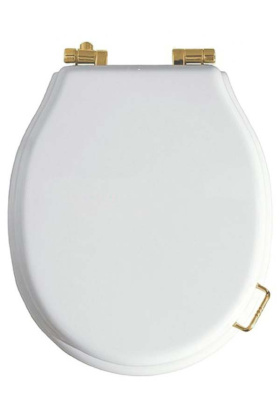 Крышка для напольного унитаза (массив) белый бронза_Комплект 906-W-BR Boheme