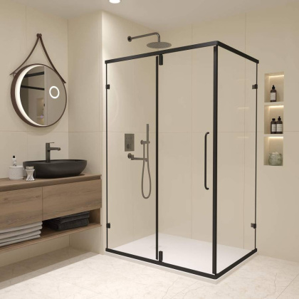 Душевой уголок  90* 70*185 RGW CL-046-B Прямоуг./Чёрный/Прозрачное/6 мм