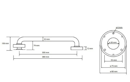 Поручень Bemeta Help 301100300 Черный матовый, 300 мм,  чёрный с крышками