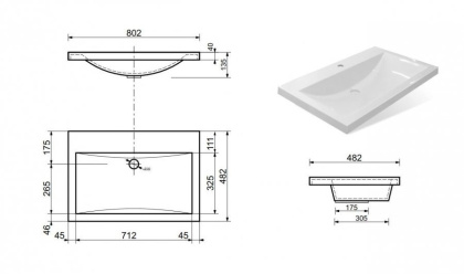 Тумба подвесная под умывальник Monaсo Wood 800х480 1 ящик (ШхГхВ) 798х476х607