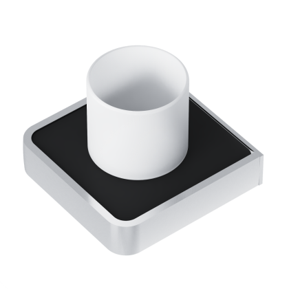 Стеклянный стакан Jupiter с настенным держателем, 9,6х12х12,1 см, цвет черный с серебром, DA7734300