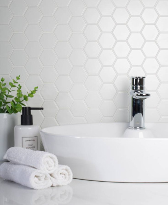 Керамическая мозаика Hexagon small White Matt 51x59, Geometry