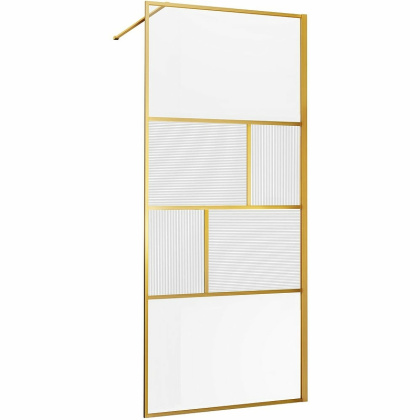 Душевая перегородка Walk-In VSW-1HC900CFBG, 900*2000, браш. золото, стекло прозрачное/рифленое