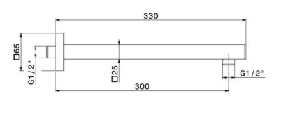Настенный кронштейн для душа квадратный FUTURA, хром Настенный кронштейн для душа квадратный FUTURA, хром