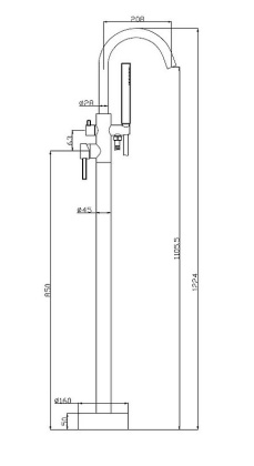 NOVA Напольный смеситель для ванны, чёрный матовый, NOV-FMT-NERO NOVA Напольный смеситель для ванны, чёрный матовый, NOV-FMT-NERO