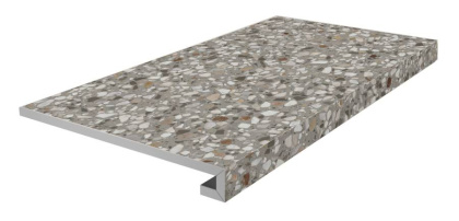 Ступень клееная фронтальная Бричиола серый матовый обрезной 33x60x0,9