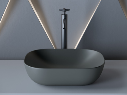 Умывальник чаша накладная прямоугольная (цвет Темный Антрацит Матовый) Element 455*325*135мм