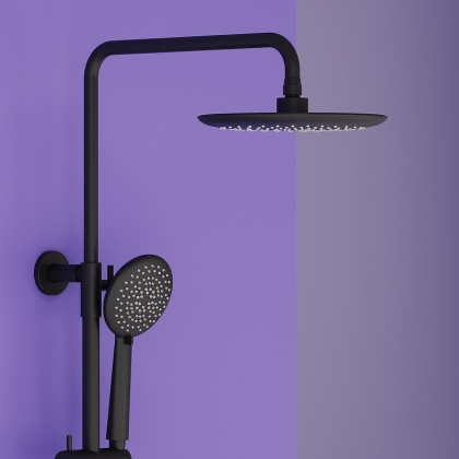 Душевая стойка SANCOS Game для душа/ванны с термостатическим смесителем, цвет черный матовый, арт. SC3001MB