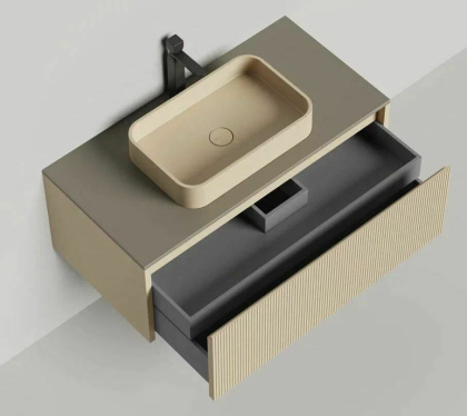 Подвесная тумба Domino 1000, эмаль, фрезерованный фасад