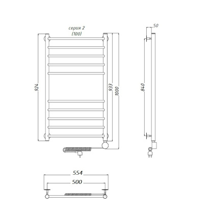 Полотенцесушитель Аспект эл ТЭН 2 100*50 (ЛЦ6) Полотенцесушитель Аспект эл ТЭН 2 100*50 (ЛЦ6)
