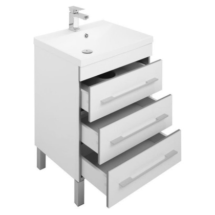 Тумба с раковиной Aquanet Верона 58 белый (напольная 3 ящика)