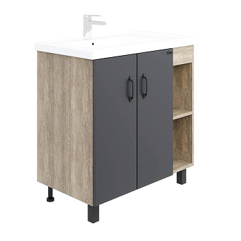 Тумба Onika Тимбер 80 напольная, серая мат./дуб сонома, правая (ум. Фостер 80 Пр.)