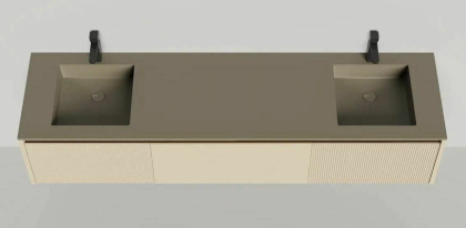 Подвесная тумба Domino 2000, эмаль, для двух встраиваемых раковин, с фрезеровкой