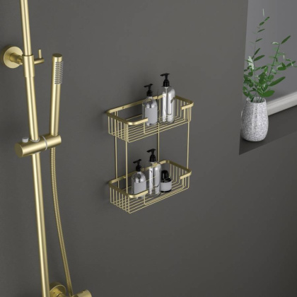 Полка двойная Timo Saona 13083/17 золото матовое