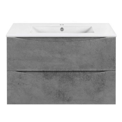 База под керамическую раковину Mia Slim 800 подвесная, 2 выкатных ящика soft close, Beton