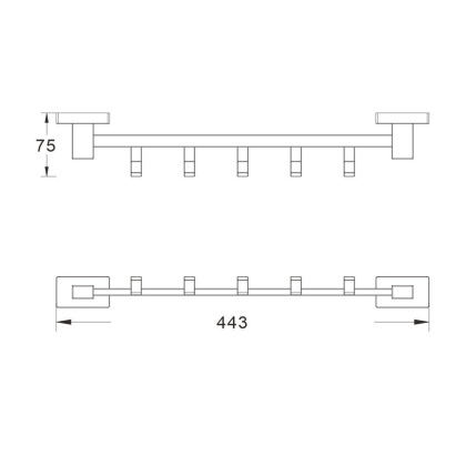 Планка с 5 крючками, SG5651 Shevanik, Хром