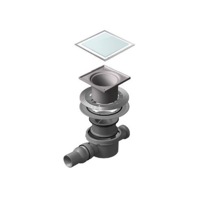 13000094 Точечный трап 150х150 мм Confluo Standard White Glass 2,белое стекло, с рамкой Исполнение: Хром 