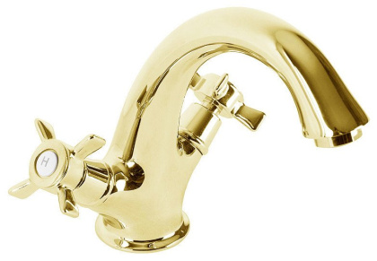 LORD-LS1-02 Смеситель для раковины с донным клапаном бронза, ручки бронза