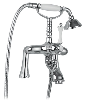 MARGOT-PBV-02-Bi Смеситель на борт ванны с ручным душем Исполнение: Бронза, Ручки: Белая  MARGOT-PBV-02-Bi Смеситель на борт ванны с ручным душем Исполнение: Бронза, Ручки: Белая