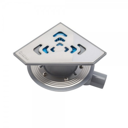 13000013 Угловой трап 194х194 мм Confluo Standard Angle, металл с перфорацией Square (квадрат) Исполнение: Хром 