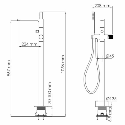 Fulda 5221 Смеситель напольный для ванны
