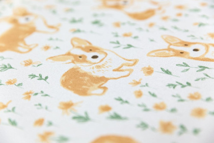 Обои виниловые Уик-энд мотив, жёлто-зелёный корги