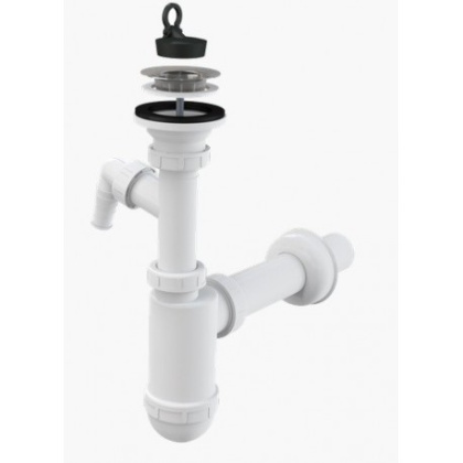 Сифон для умывальника DN32 со штуцером и нержавеющей peшeткой DN63