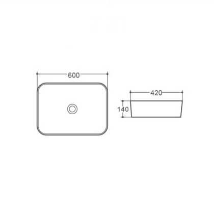 Раковина керамическая Vincea VBS-304, 600*420*140, накладная, цвет белый Раковина керамическая Vincea VBS-304, 600*420*140, накладная, цвет белый