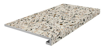 Ступень клееная фронтальная Бричиола бежевый светлый матовый обрезной 33x60x0,9