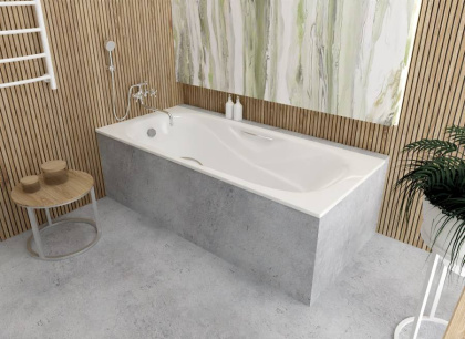 Ванна чугунная эмалированная AQUATEK AQ8050FH-00 ГАММА 1500x750 мм в комплекте с 4-мя ножками и 2-мя ручками