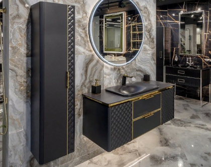 Зеркало Vallessi круглое черная рама, 100см 545-100-B Boheme