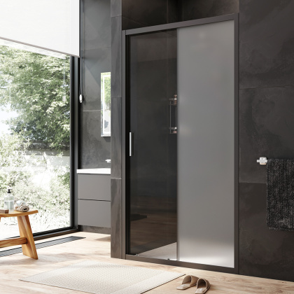 W90G-110-1-195BM Gem Solo Дверь душевая 110х195, стекло матовое, профиль Черный матовый