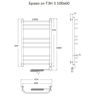 Полотенцесушитель Браво эл ТЭН 3 100*60 (ЛЦ4) Полотенцесушитель Браво эл ТЭН 3 100*60 (ЛЦ4)