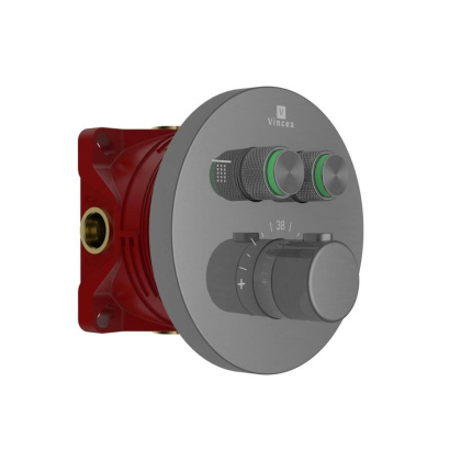 Встраиваемый смеситель для душа VSCV-322T-MGM двухфункциональный, термостатический, вороненая сталь