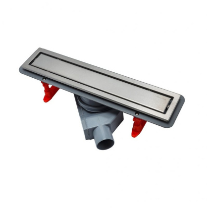 13100006 Линейный трап 850 мм CONFLUO PREMIUM LINE , двухсторонняя модель Исполнение: матовый хром без перфорации/полая под плитку, рамка - матовый хром 