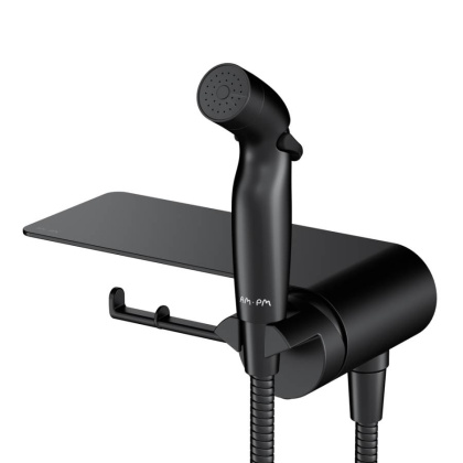 F0H8F922 Func, гигиенический набор со смесителем Для душа с полкой, Черный, шт.