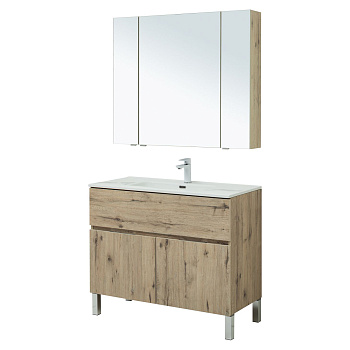 Мебель для ванной Aquanet Алвита New 100 1 ящик, 2 дверцы, дуб веллингтон белый