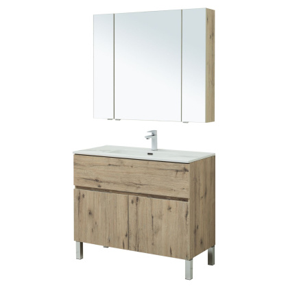 Мебель для ванной Aquanet Алвита New 100 1 ящик, 2 дверцы, дуб веллингтон белый