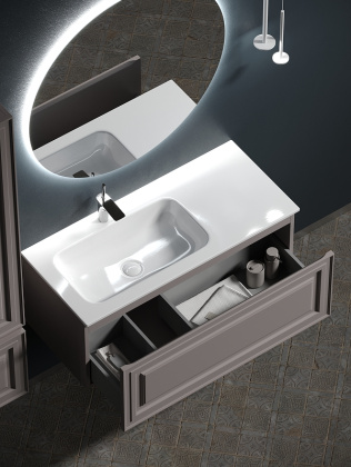 Тумба подвесная SANCOS Very 995х445х406, c одним  ящиком оснащенным доводчиками, левая , Doha Soft , арт.VR100LSM