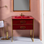 Тумба MONACO 100см h84см бордо глянец + золото под раковину моноблок 866-100-RG Boheme