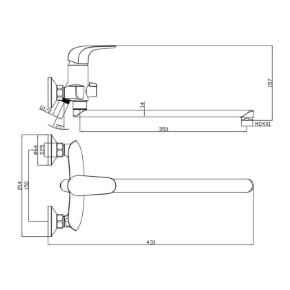 Смеситель д/ванны с длинным изливом CASTILLA, арт.07221CS