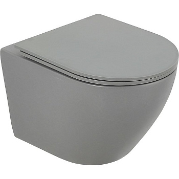 COLORATO Унитаз подвесной безободковый с креплением, серый матовый, BB062CHR-GR COLORATO Унитаз подвесной безободковый с креплением, серый матовый, BB062CHR-GR