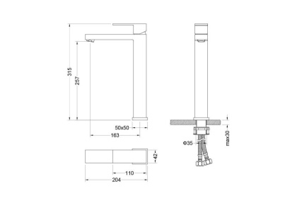 Смеситель для раковины 257, без донного клапана AQUATEK AQ1604CR ЛИБРА